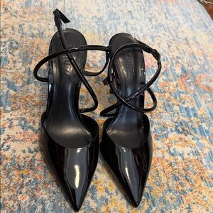 SCHUTZ Glossy Black Pointed Heels 4 inch